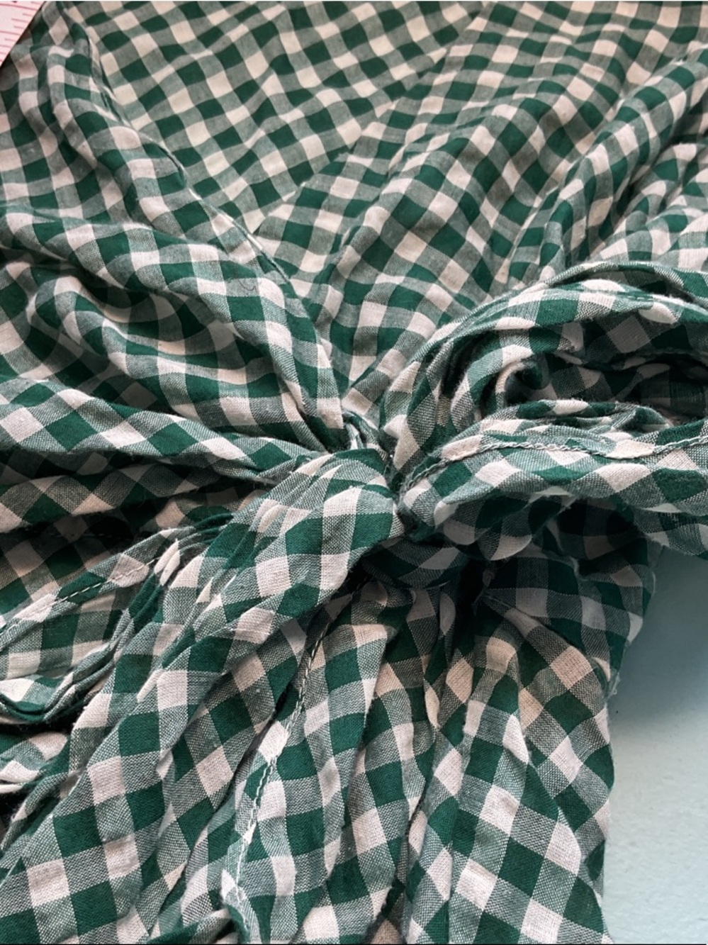 Odille Green and White Gingham Wrap Blouse - Picture 5 of 6